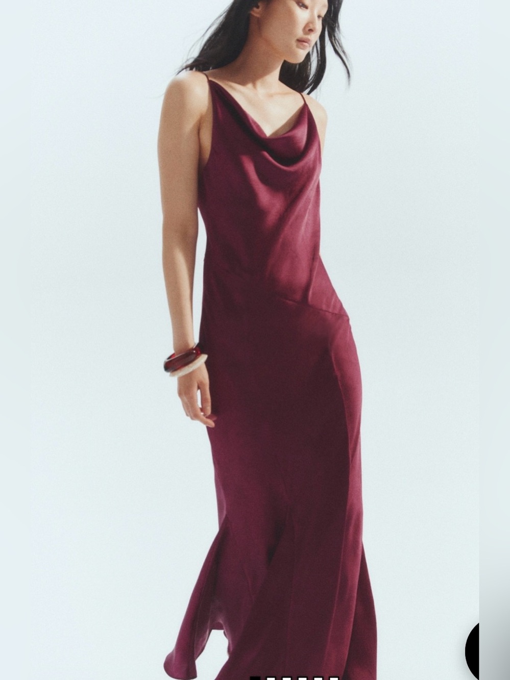 H&M Burgundy Strappy Satin  Dress size Large